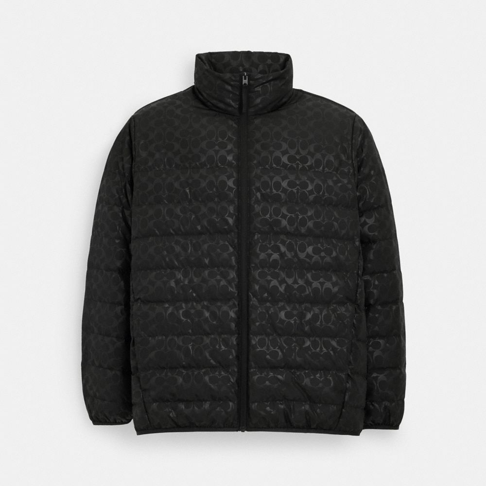 COACH®,Lightweight Down Jacket,Down,Quilted,Sustainable,Casual,Black,Front View