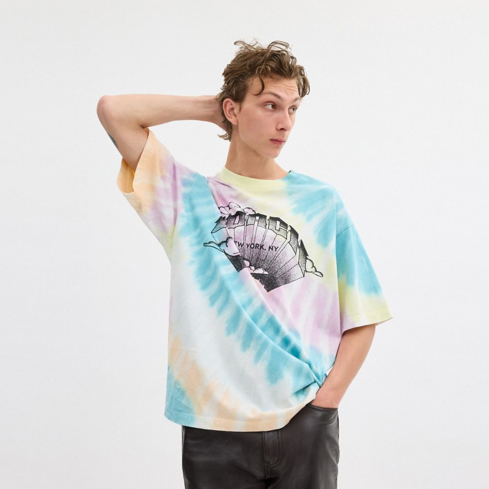 COACH®,TIE-DYE CREWNECK T-SHIRT IN ORGANIC COTTON,Organic Cotton,Tie Dye,Scale View