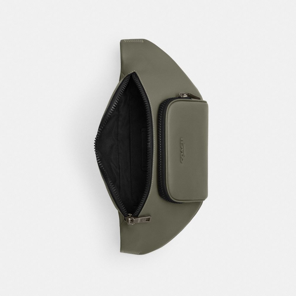 COACH®,Racer Belt Bag,Belt Bag,Metal,Logo,Casual,Green,Inside View,Top View