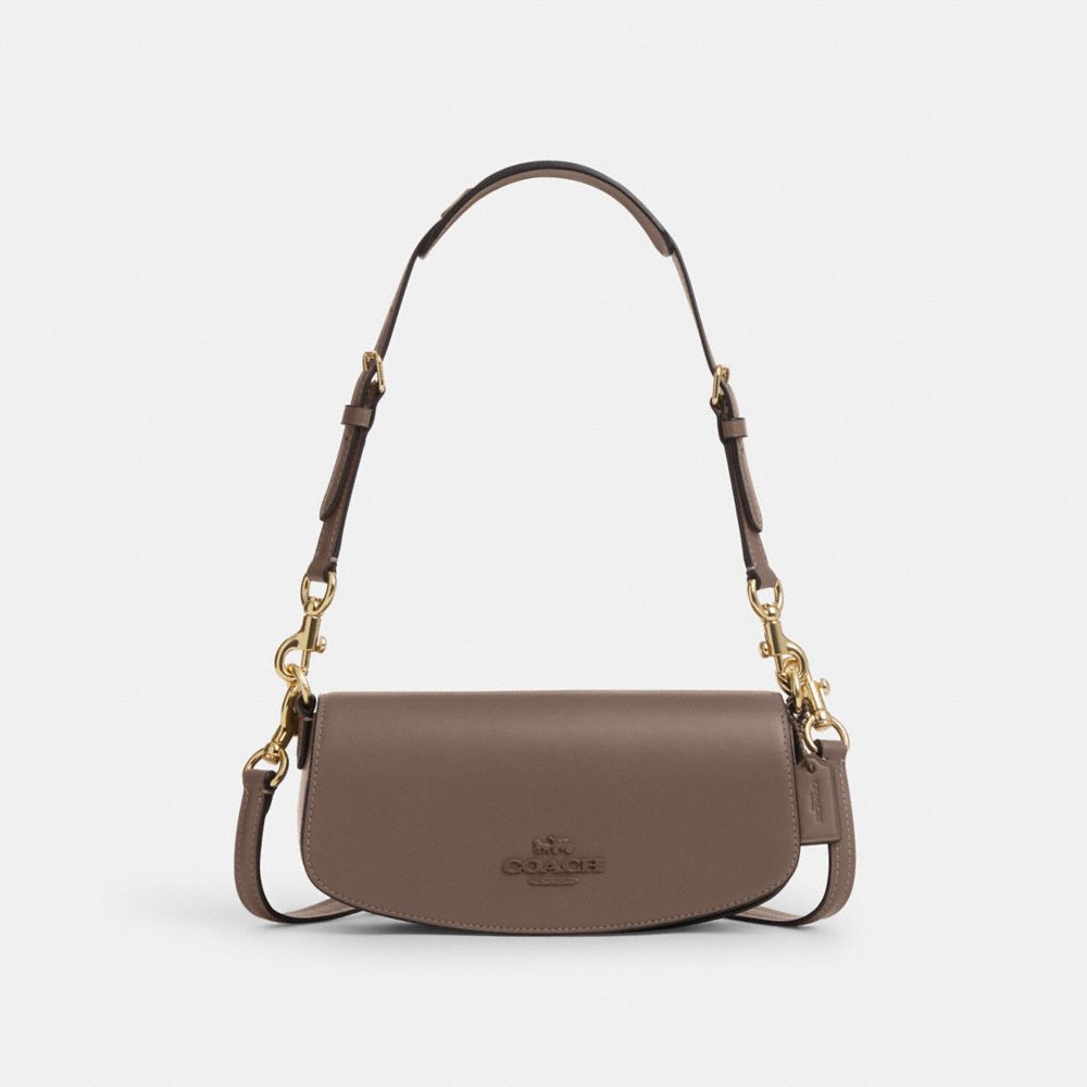 COACH®,Andrea Small Shoulder Bag In Smooth Leather With Tonal Hardware,Calfskin Leather,Crossbody,Logo,Casual,,Front View image number 0