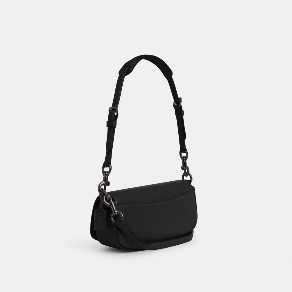 COACH®,ANDREA SMALL SHOULDER BAG,Smooth Leather,Black Copper/Black,Angle View