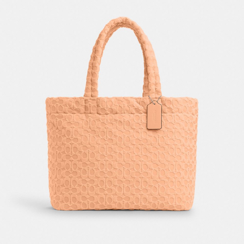 COACH®,TOTE IN SIGNATURE TERRY,Non Leather,X-Large,Sv/Faded Blush,Front View