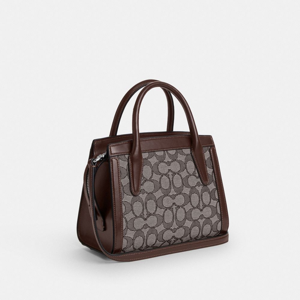 COACH®,ANDREA CARRYALL BAG IN SIGNATURE JACQUARD,Non Leather,Medium,Sv/Oak/Maple,Angle View