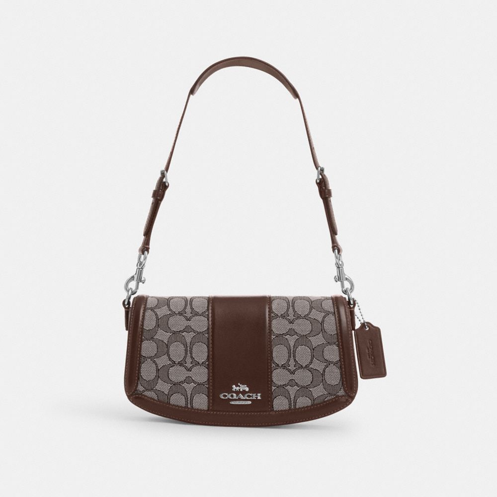 COACH®,ANDREA SHOULDER BAG IN SIGNATURE JACQUARD,Non Leather,Small,Sv/Oak/Maple,Front View