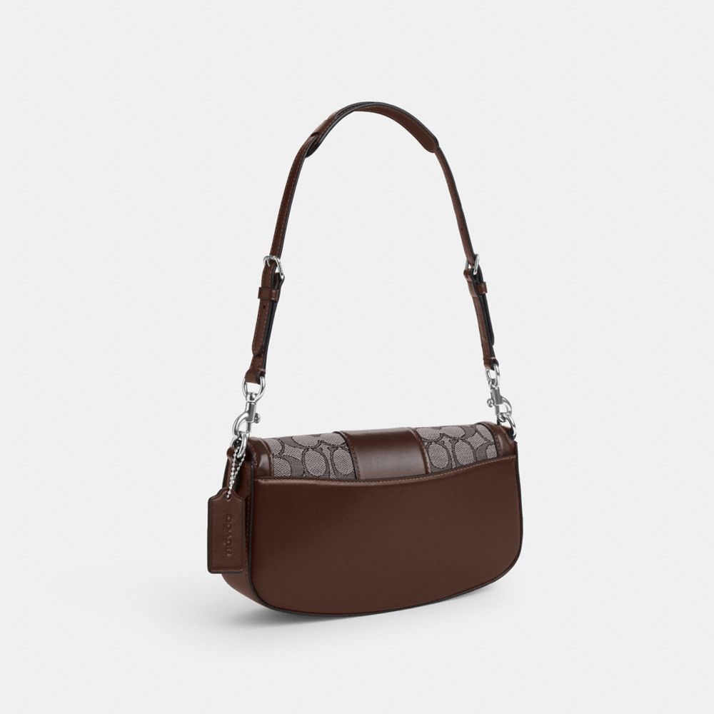 COACH®,ANDREA SHOULDER BAG IN SIGNATURE JACQUARD,Non Leather,Small,Sv/Oak/Maple,Angle View