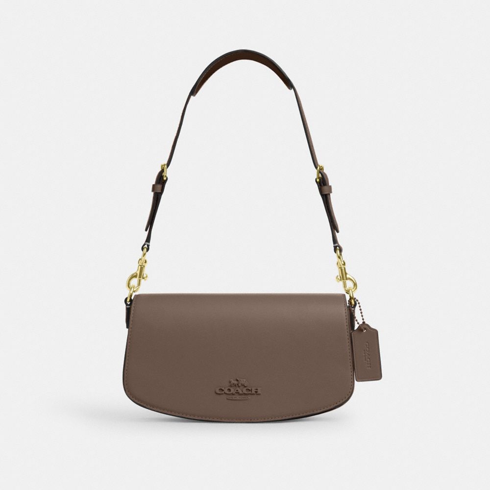 COACH®,ANDREA SHOULDER BAG,Smooth Leather,Small,Im/Dark Stone,Front View