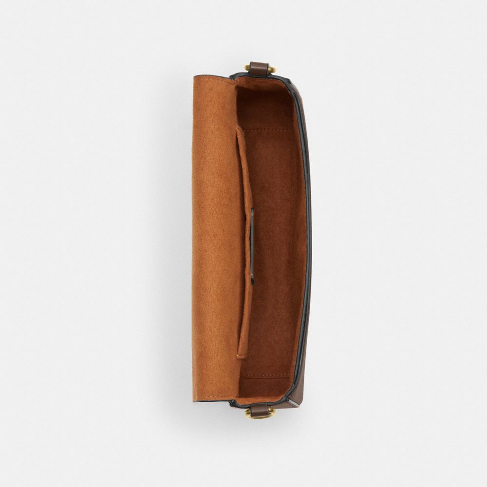 COACH®,Andrea Shoulder Bag,Calfskin Leather,Shoulder Bag,Logo,Metal,Casual,Brown,Inside View,Top View