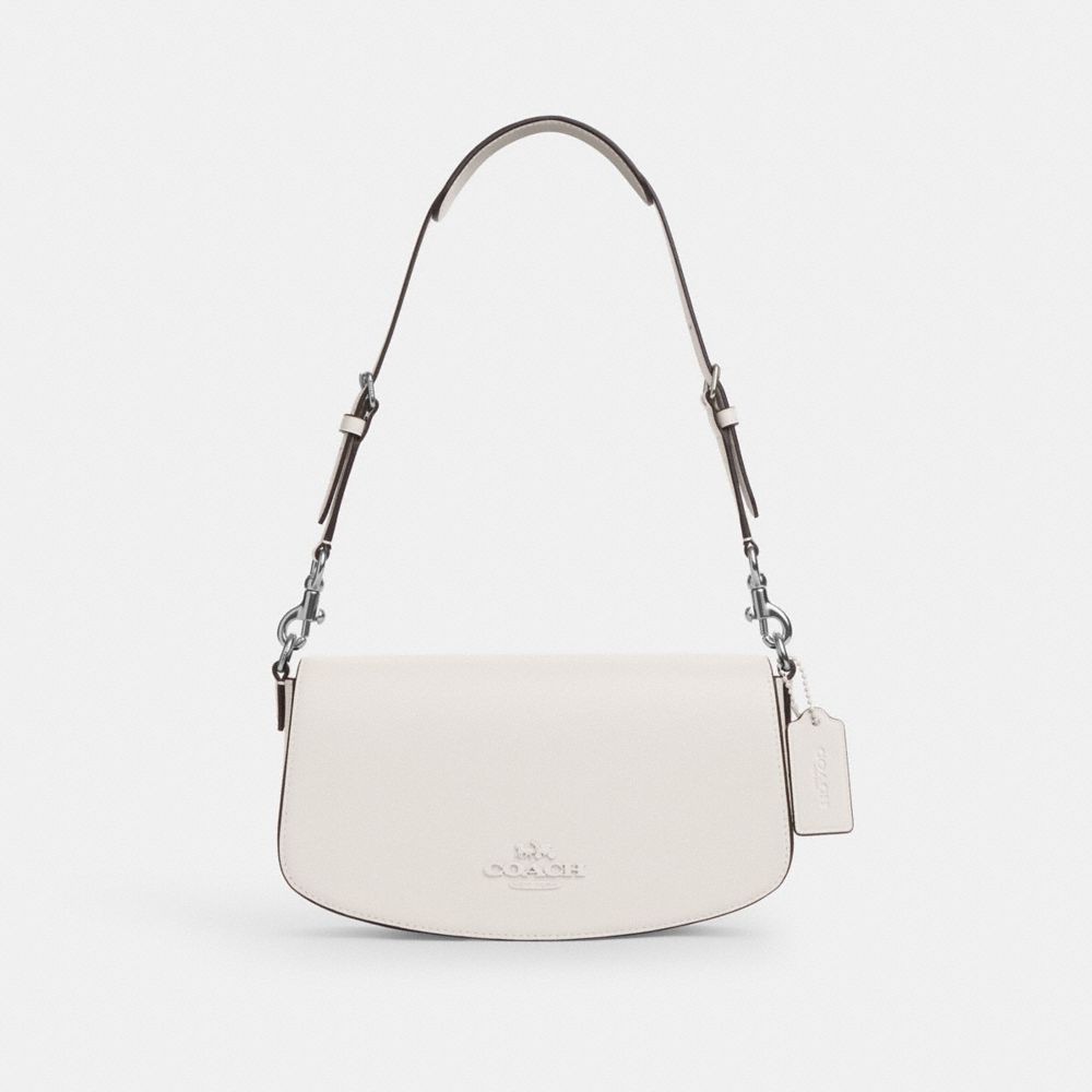 COACH®,ANDREA SHOULDER BAG,Smooth Leather,Small,Silver/Chalk,Front View