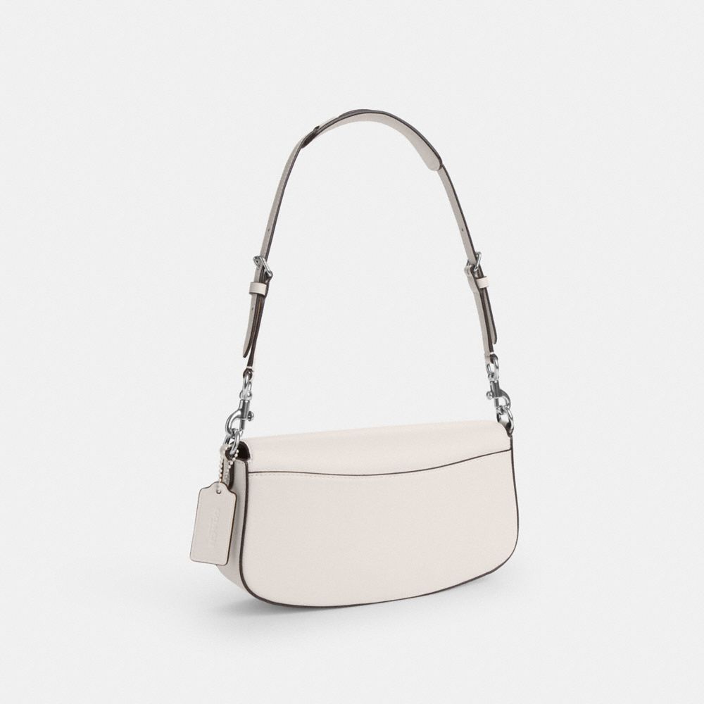 COACH®,ANDREA SHOULDER BAG,Smooth Leather,Small,Silver/Chalk,Angle View