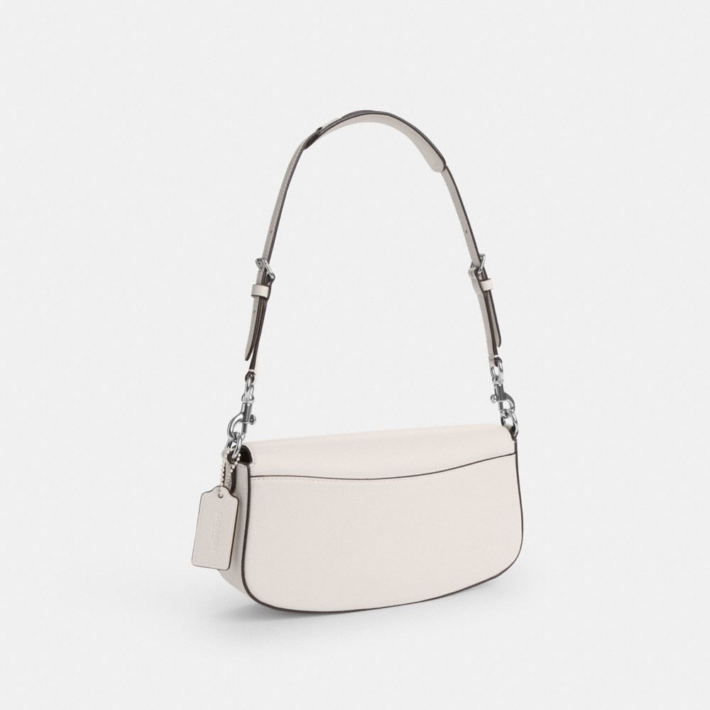 COACH®,Andrea Shoulder Bag,Calfskin Leather,Shoulder Bag,Logo,Metal,Casual,White,Angle View