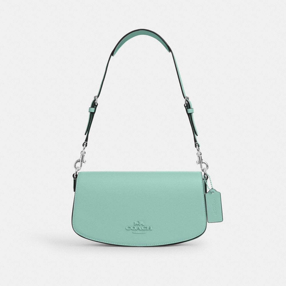 COACH®,ANDREA SHOULDER BAG,Smooth Leather,Small,Sv/Faded Blue,Front View