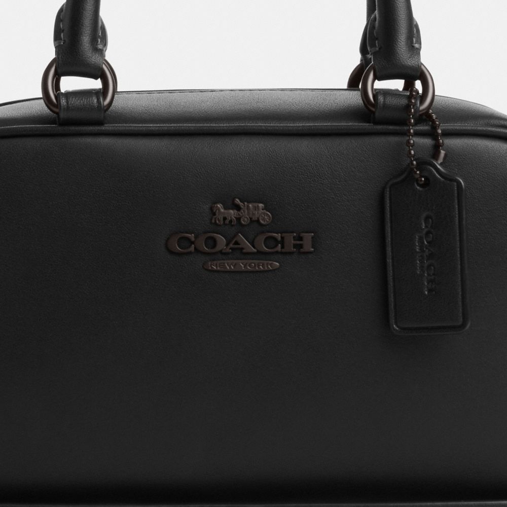 COACH®,Satchel Crossbody,Leather,Crossbody,Logo,Metal,Embossed,Day Party,Black