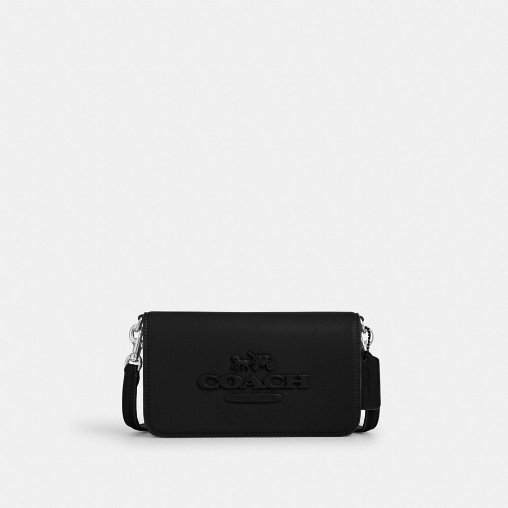 COACH®,TONI CROSSBODY,Novelty Leather,Mini,Silver/Black,Front View