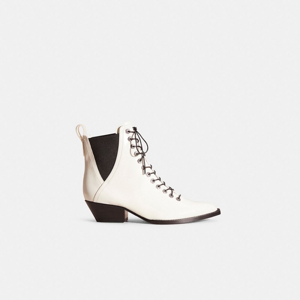 COACH®,RESTORED LACE UP BOOTIE,Ivory,Front View