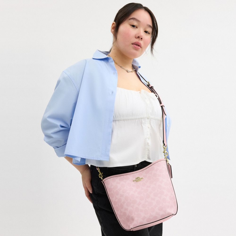 COACH®,City Bucket Bag In Signature Canvas,Leather,Bucket,Casual,Pink