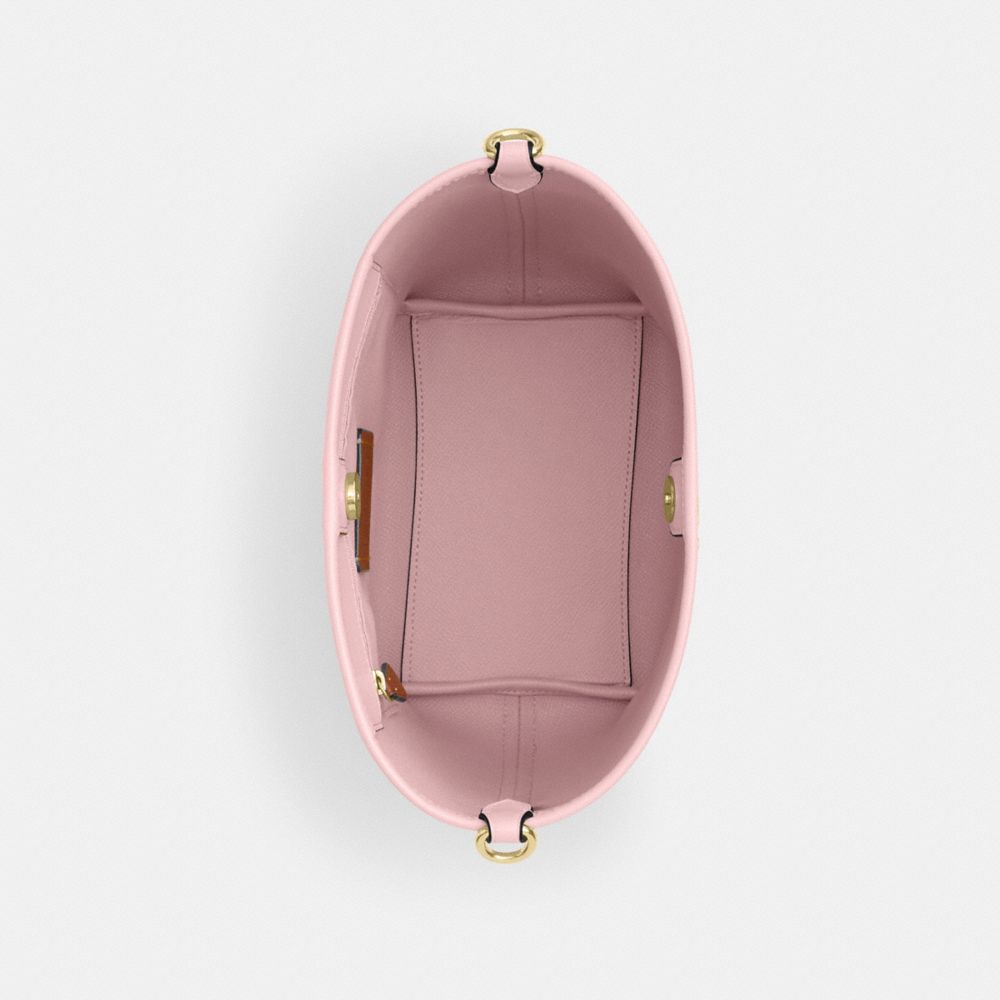 COACH®,City Bucket Bag In Signature Canvas,Leather,Bucket,Casual,Pink,Inside View,Top View