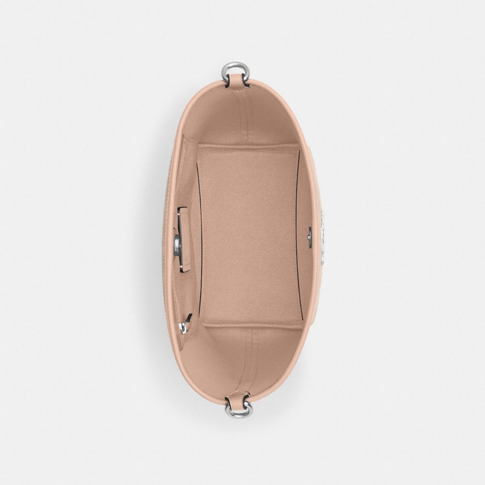 COACH®,City Bucket Bag In Signature Canvas,Leather,Bucket,Casual,Beige,Inside View,Top View