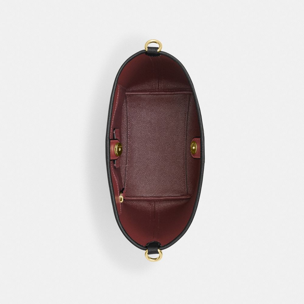 COACH®,City Bucket Bag,Leather,Crossbody,Metal,Logo,Casual,Black,Inside View,Top View