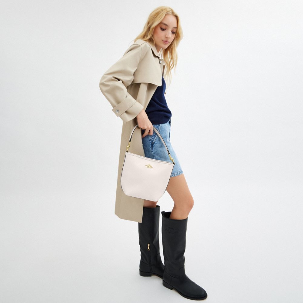 COACH®,City Bucket Bag,Leather,Crossbody,Metal,Logo,Casual,White,Detail View