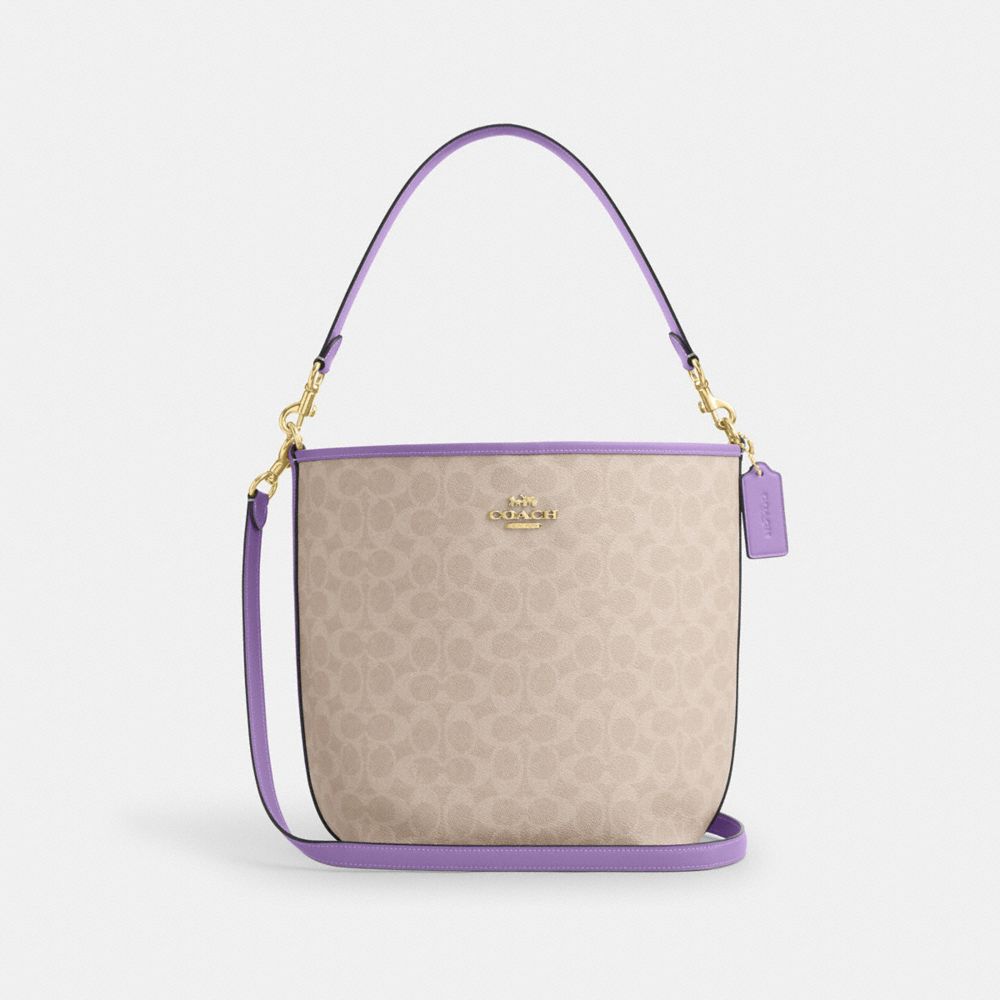 COACH®,GRAND SAC SEAU CITY EN TOILE SIGNATURE,Toile exclusive,Im/Sable/Iris,Front View