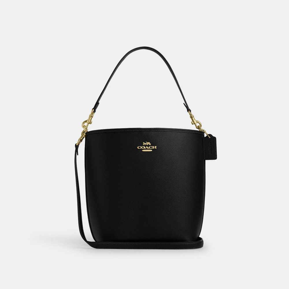 COACH®,GRAND SAC SEAU CITY,Cuir galet,Or/Noir,Front View