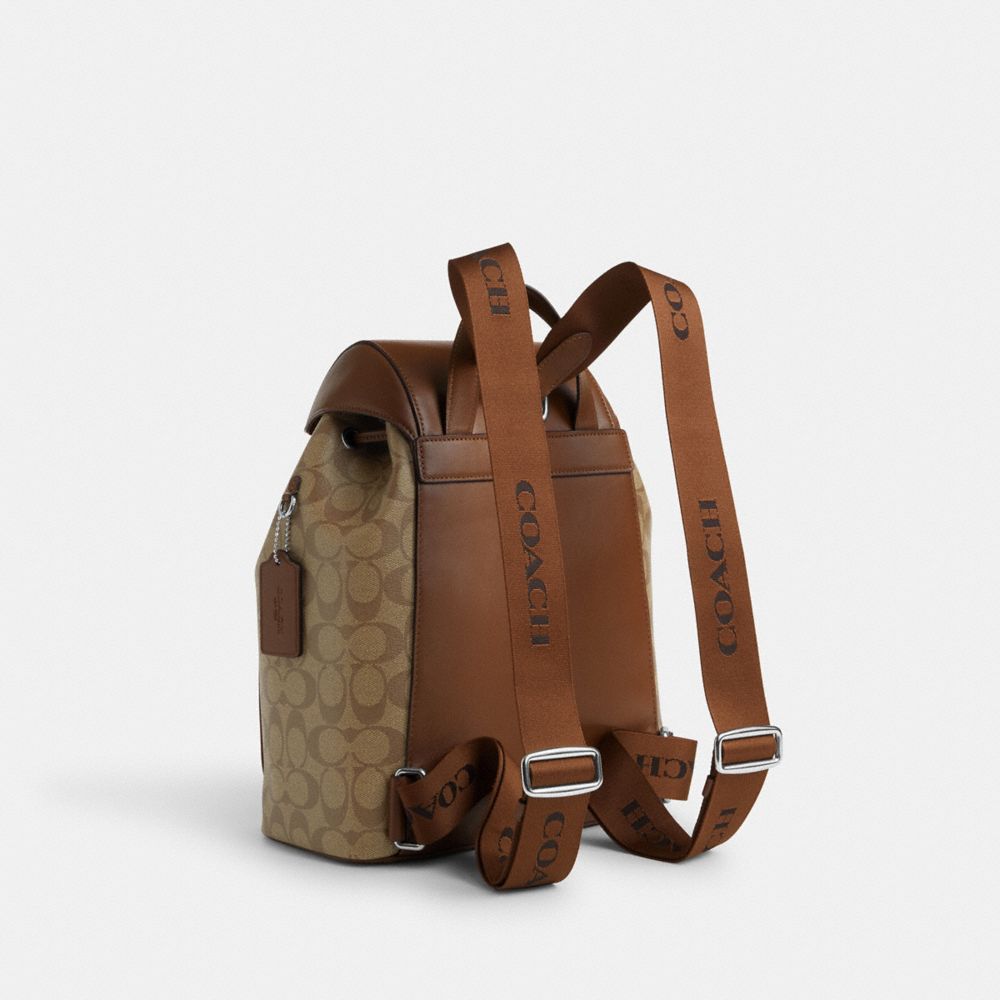 COACH®,Pace Large Backpack In Signature Canvas,Brown,Angle View