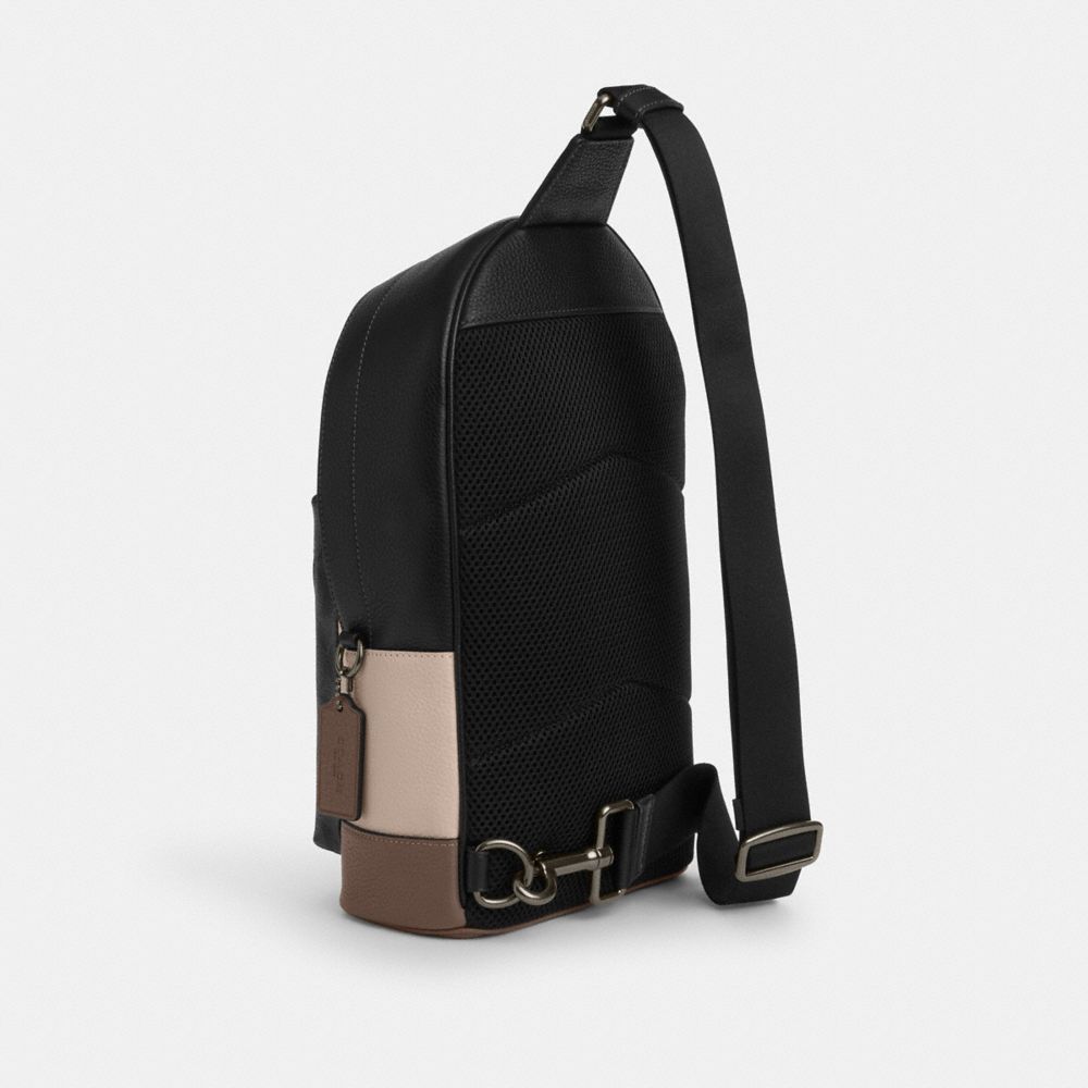 COACH®,West Pack In Colorblock Signature Canvas,Leather,Canvas,Slingback,Embossed,Logo,Color Block,Casual,Multi Color,Angle View