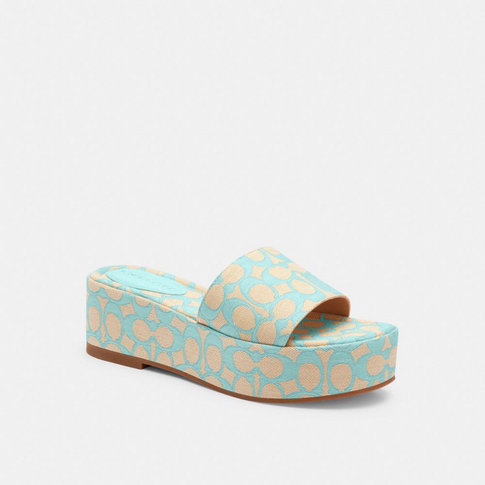 COACH®,ELOISE SANDAL IN SIGNATURE JACQUARD,Faded Blue,Front View