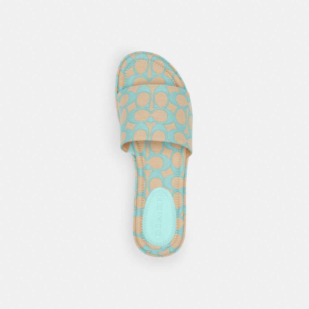 COACH®,ELOISE SANDAL IN SIGNATURE JACQUARD,Faded Blue,Inside View,Top View