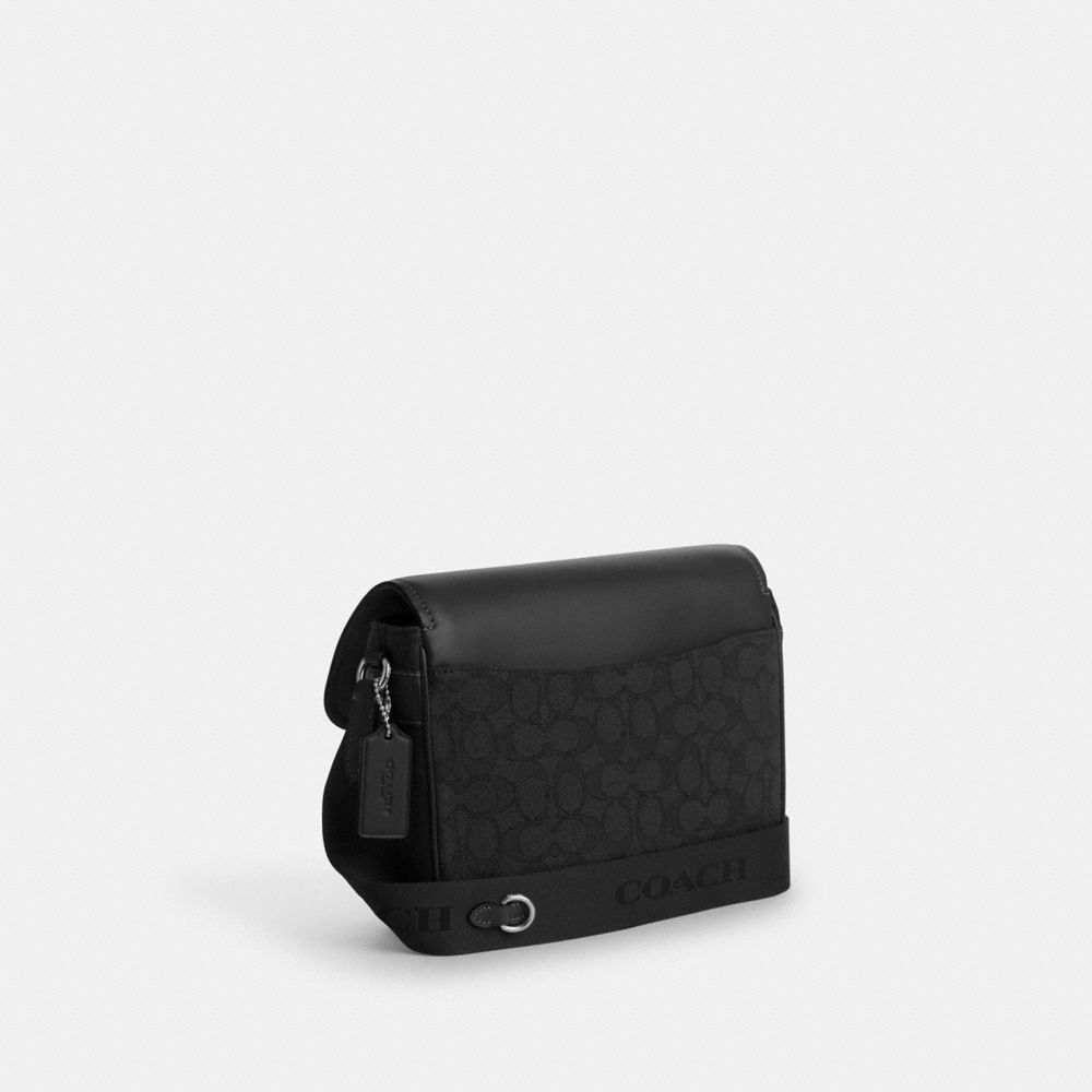 COACH®,ペース メッセンジャー バッグ・シグネチャー ジャカード,斜め掛け&ボディバッグ,ｼﾙﾊﾞｰ/ﾌﾞﾗｯｸ/ﾌﾞﾗｯｸ