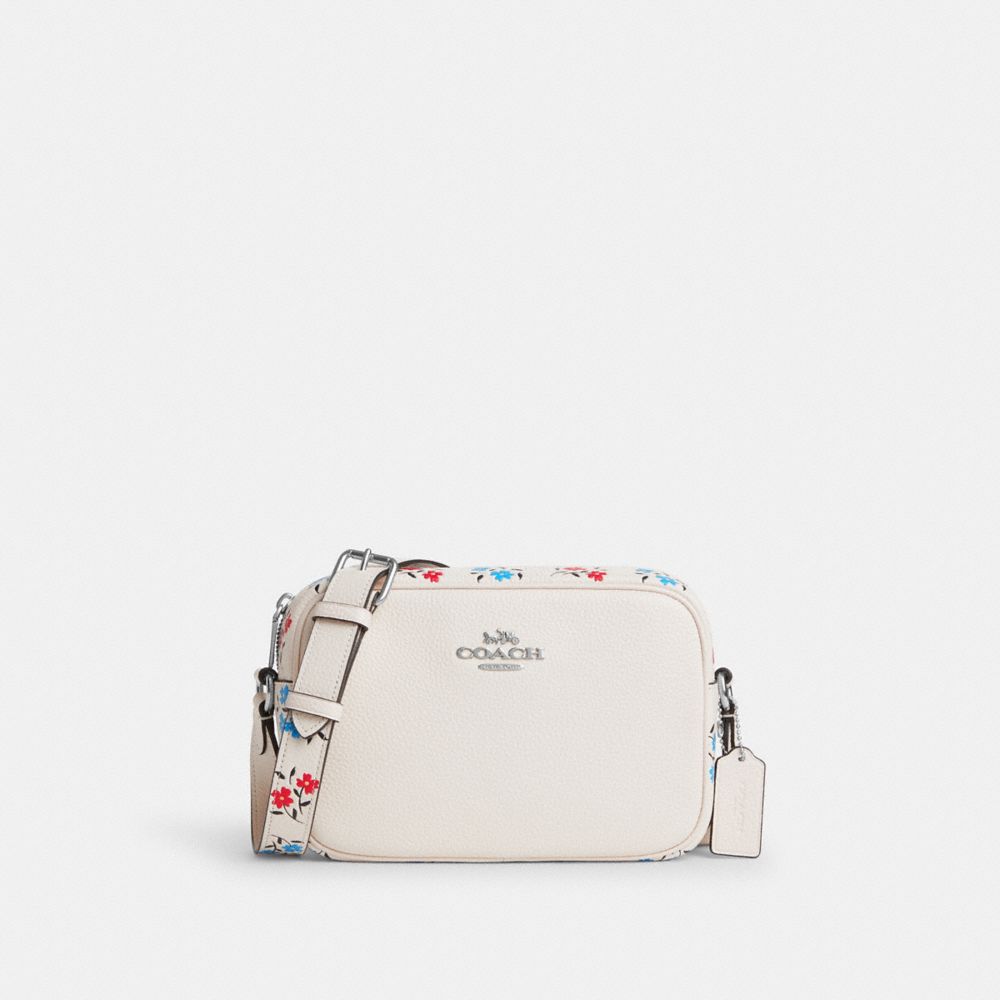 COACH®,JAMIE CAMERA BAG WITH FLORAL PRINT,Medium,Silver/Chalk Multi,Front View