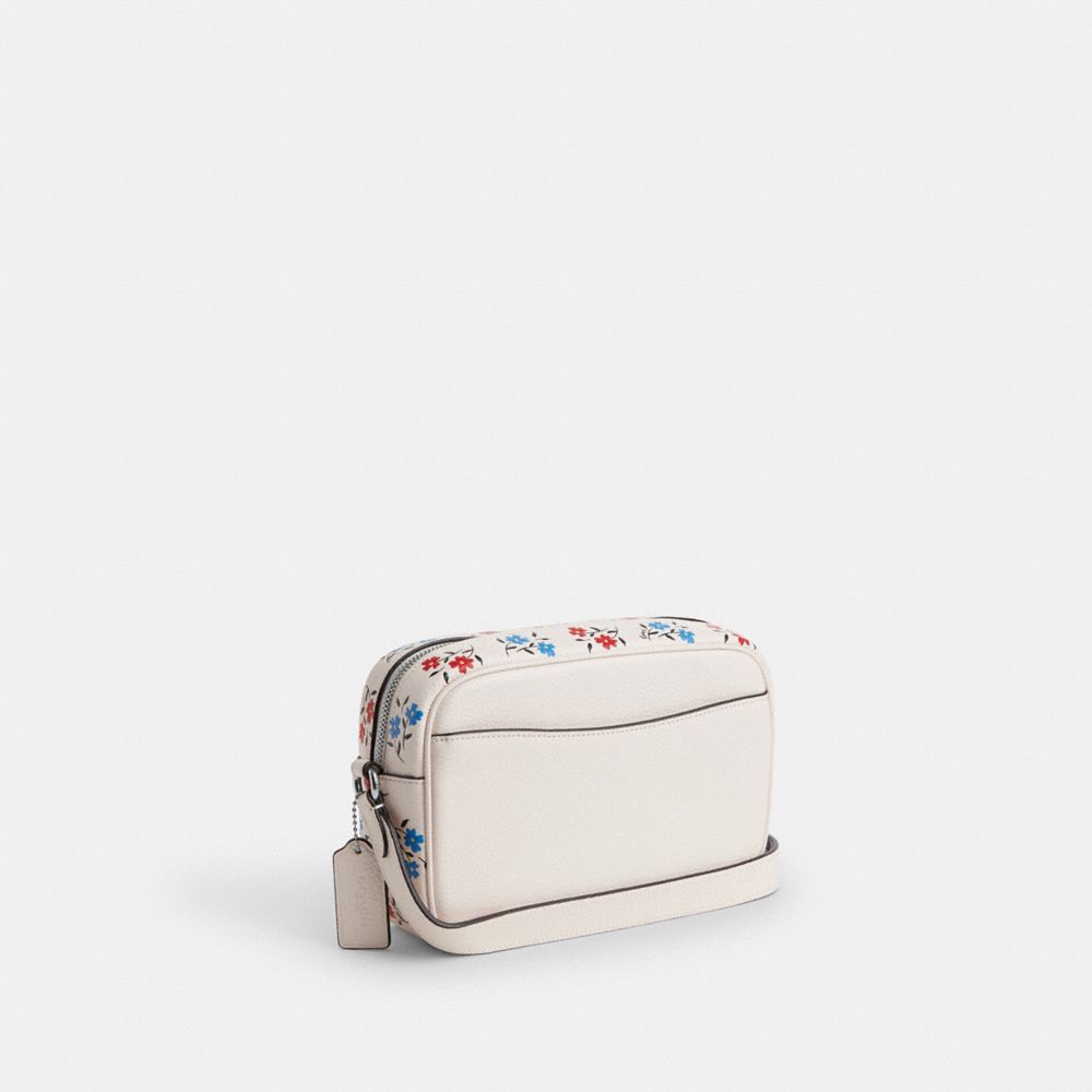 COACH®,JAMIE CAMERA BAG WITH FLORAL PRINT,Medium,Silver/Chalk Multi,Angle View