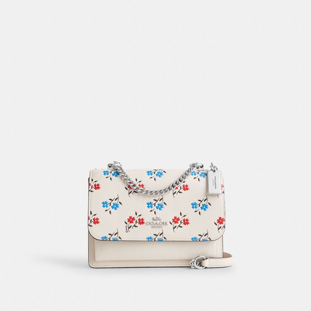 COACH®,SAC BANDOULIÈRE KLARE AVEC MOTIF FLEURI,Argent/Craie multi,Front View