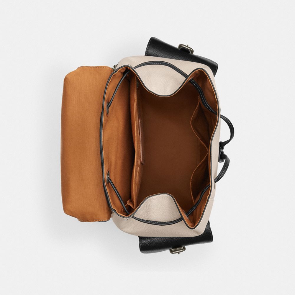 COACH®,Hudson Backpack In Colorblock With Signature Canvas,Canvas,Leather,Backpack,Color Block,Casual,Multi Color,Inside View,Top View