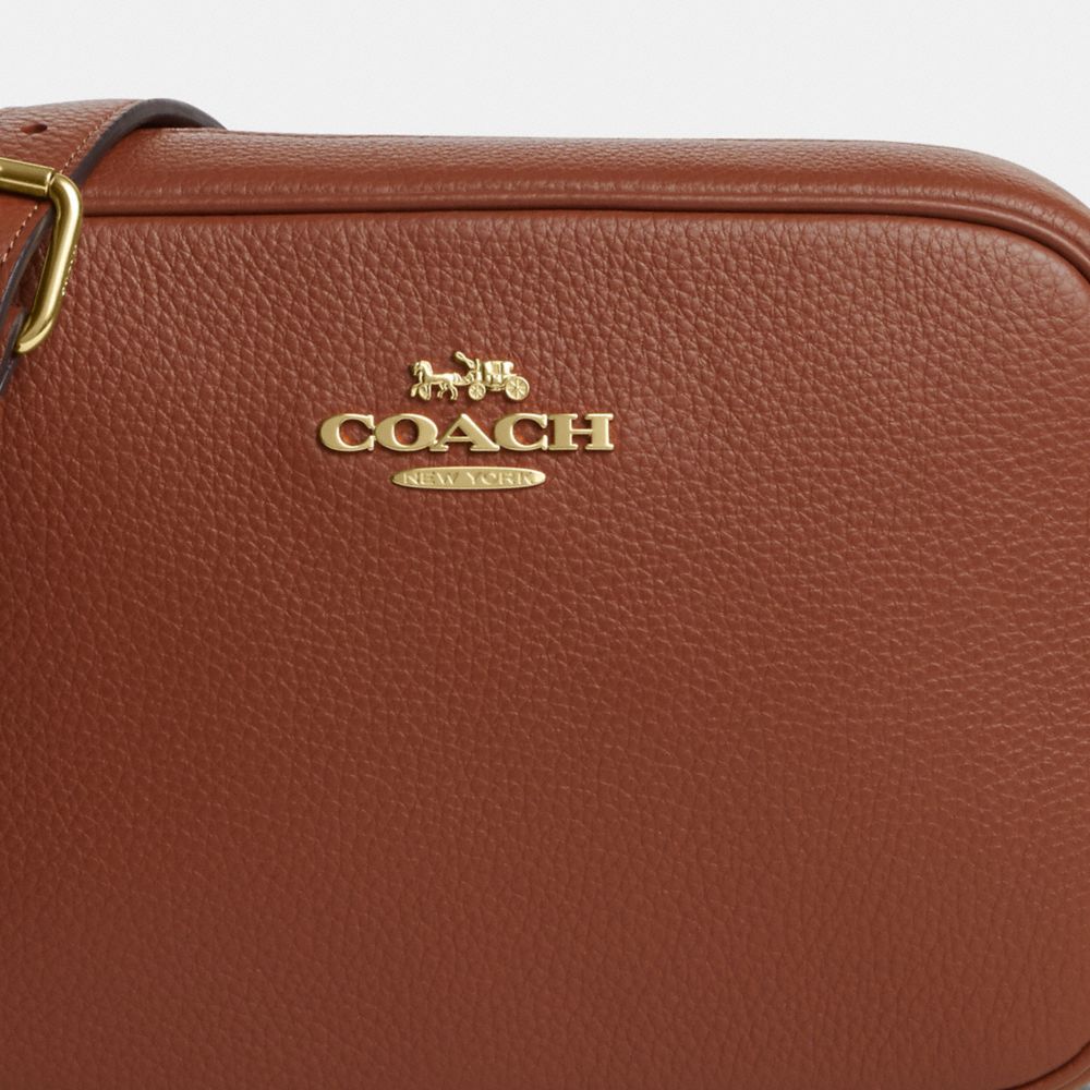COACH®,Jamie Camera Bag With Tooling,Leather,Camera Bag,Metal,Pattern,Embossed,Logo,Casual,Brown