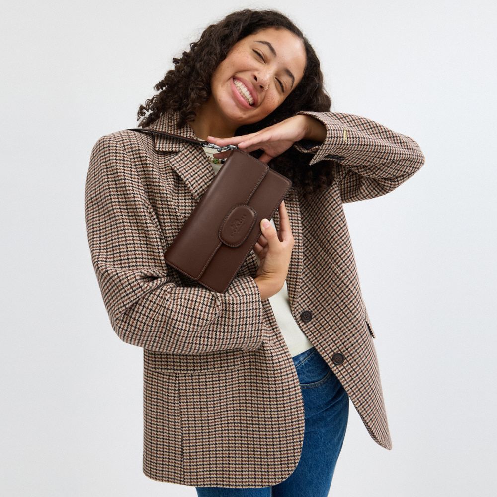 COACH®,Eliza Flap Crossbody With Leather Covered Closure,Shoulder Bag,Metal,Logo,Pen Holder,Casual,,Detail View
