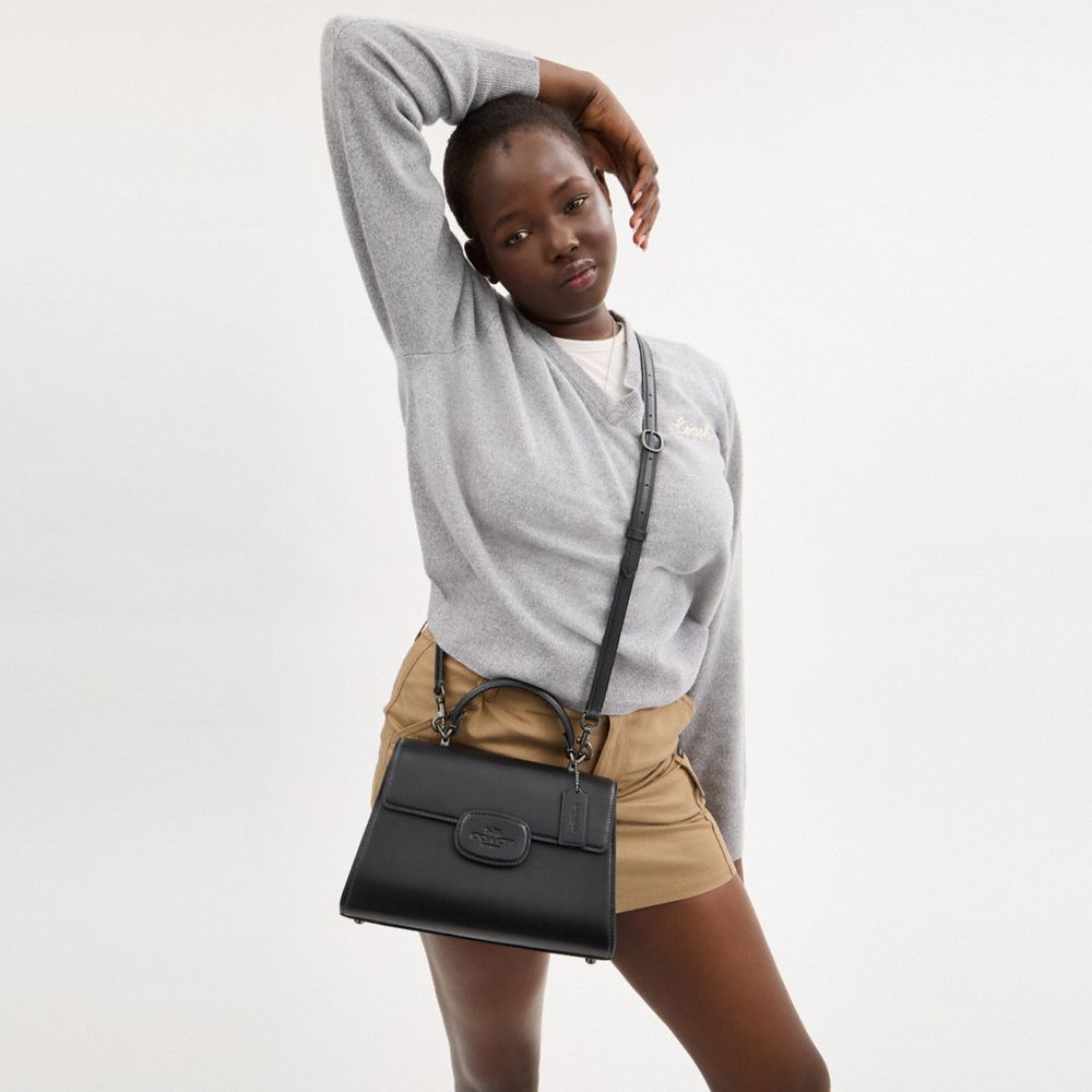 COACH®,Eliza Top Handle Bag,Satchel,Logo,Pen Holder,Casual,Work,Black