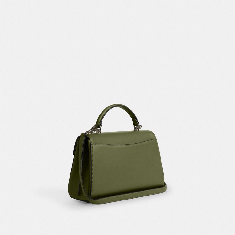 COACH®,Eliza Top Handle Bag,Satchel,Logo,Pen Holder,Casual,Work,Olive,Angle View
