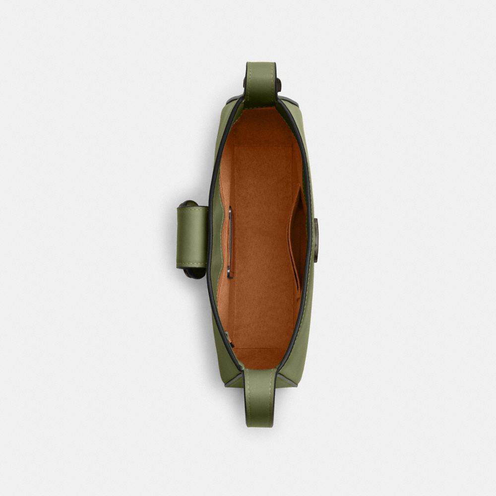 COACH®,SAC ÉPAULE ELIZA AVEC FERMETURE RECOUVERTE DE CUIR,Cuir lisse,Bronze industriel/Vert militaire,Inside View,Top View