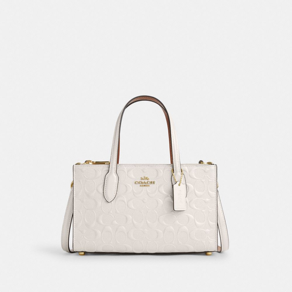 Gold Chalk Nina Small Tote Bag In Signature Leather