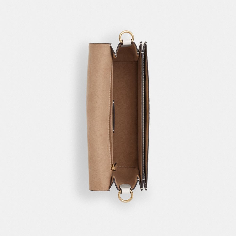COACH®,Morgan Shoulder Bag In Signature Leather,Shoulder Bag,Pen Holder,Day Party,White,Inside View,Top View