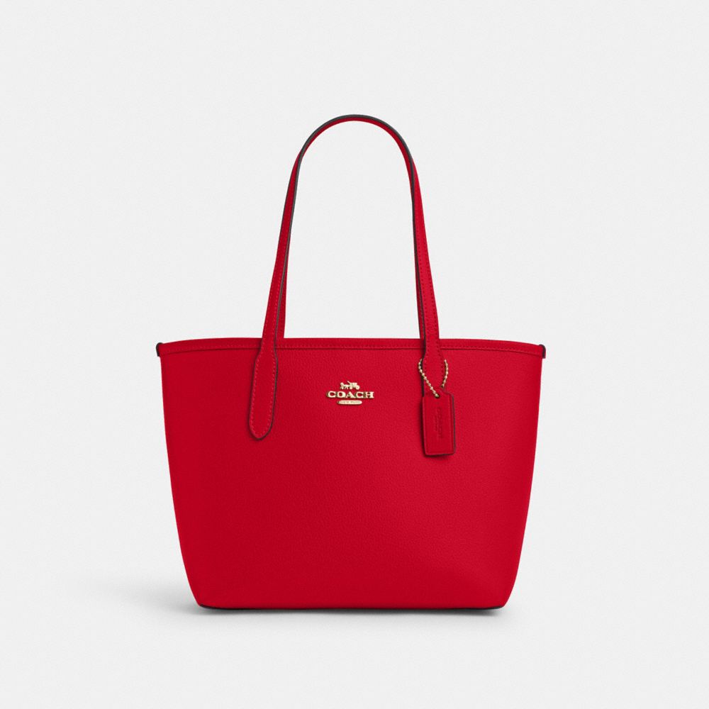 Gold Bold Red Small City Tote Bag