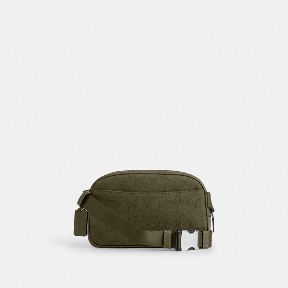 COACH®,Pace Belt Bag In Signature Jacquard,Cotton,Belt Bag,Pen Holder,Casual,Olive,Back View