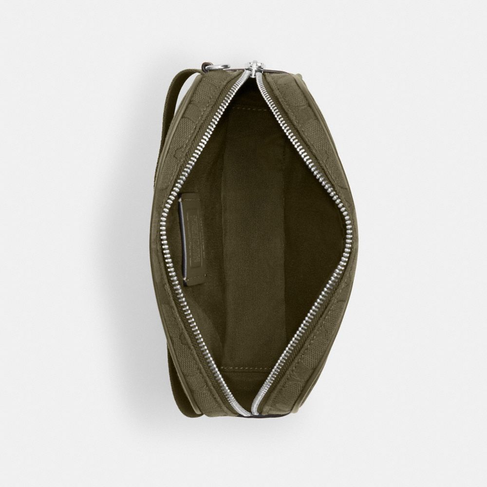 COACH®,Pace Belt Bag In Signature Jacquard,Cotton,Belt Bag,Pen Holder,Casual,Olive,Inside View,Top View
