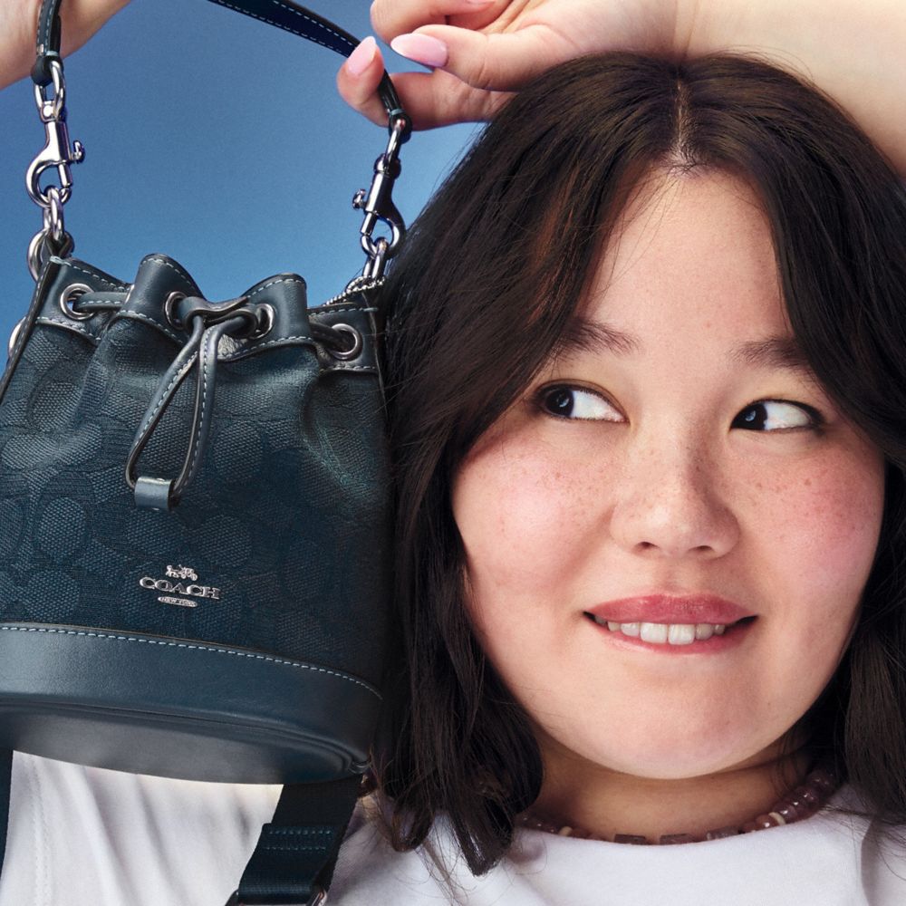 COACH®,Mini Bucket Bag In Signature Jacquard,Cotton,Bucket,Casual,