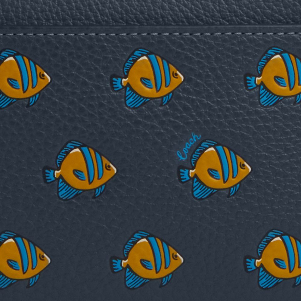 COACH®,Jayden Crossbody With Fish Print,Leather,Crossbody,Logo,Embossed,Casual,Navy