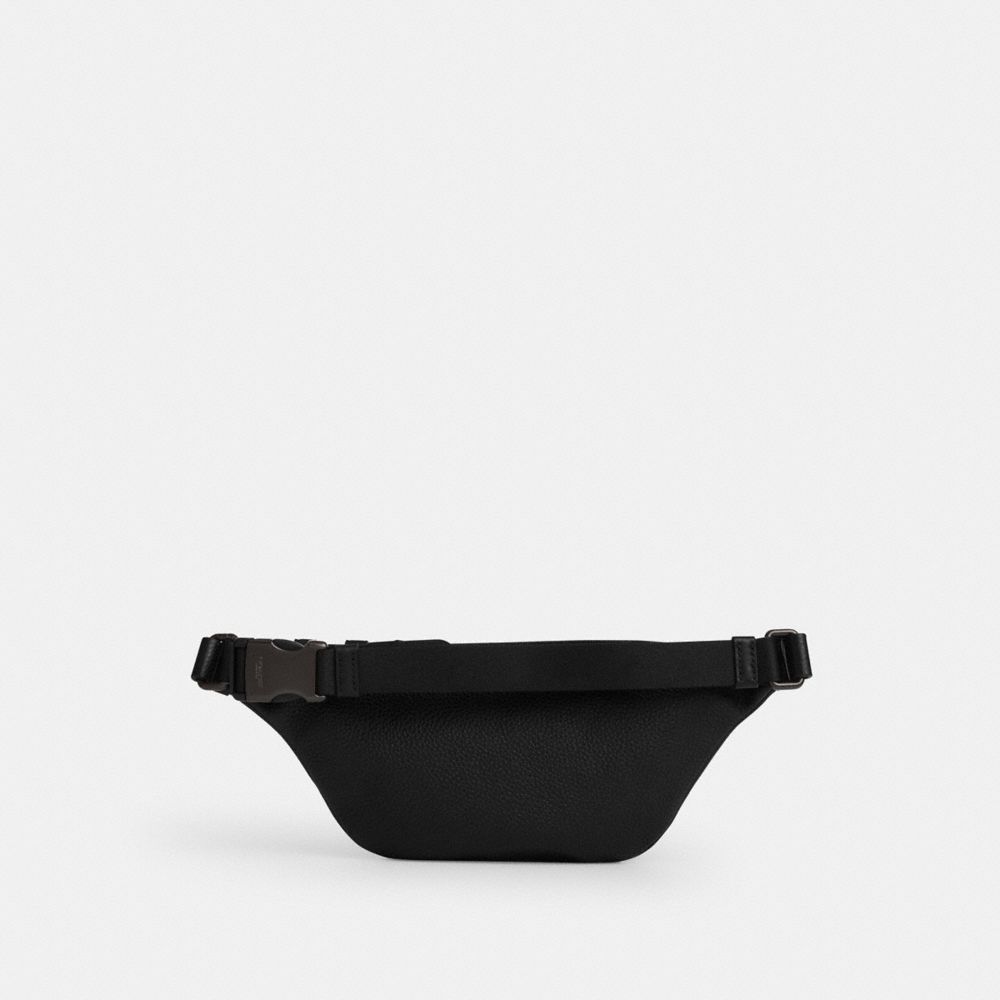 COACH®,Warren Mini Belt Bag In Signature Jacquard,Recycled Polyester,Leather,Cotton,Belt Bag,Color Block,Casual,Black,Back View