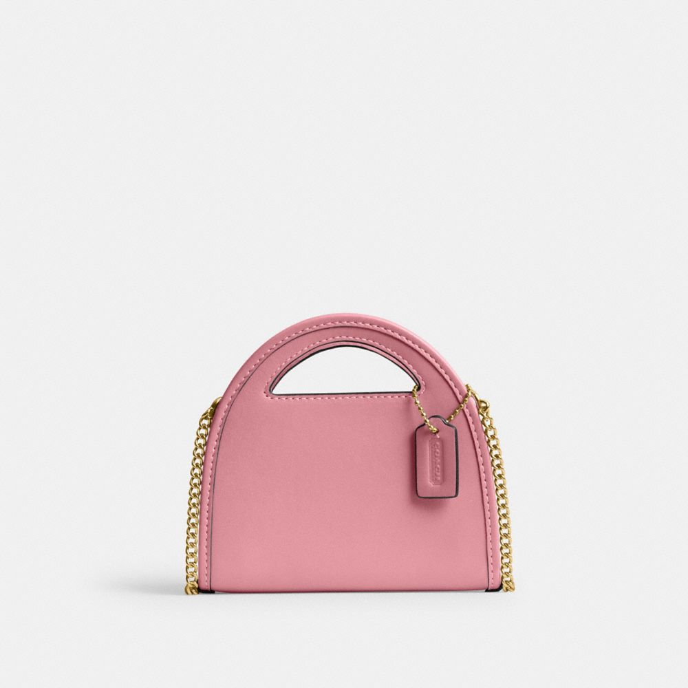 COACH®,Top Handle Card Case,Leather,Crossbody,Card Case,Logo,Embossed,Casual,Pink,Front View