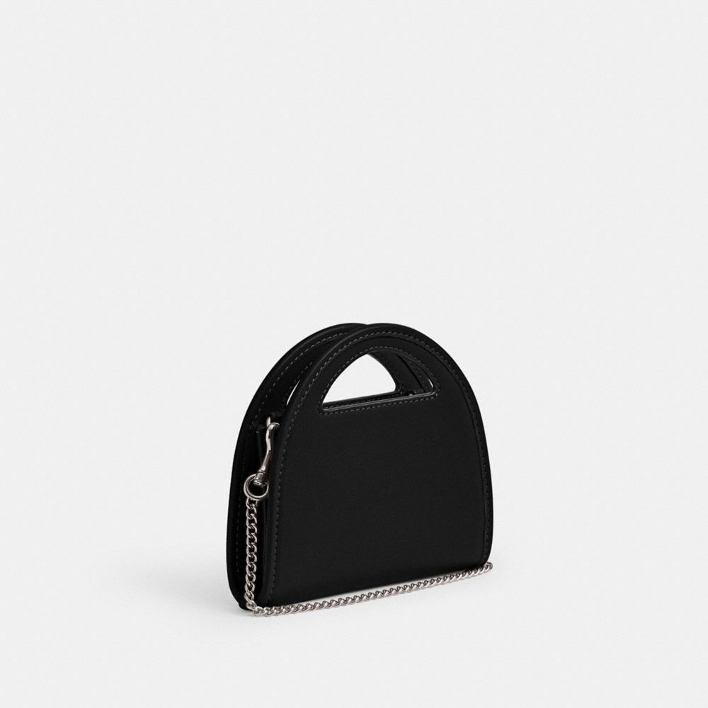 COACH®,Top Handle Card Case,Leather,Crossbody,Card Case,Logo,Embossed,Casual,Black,Angle View
