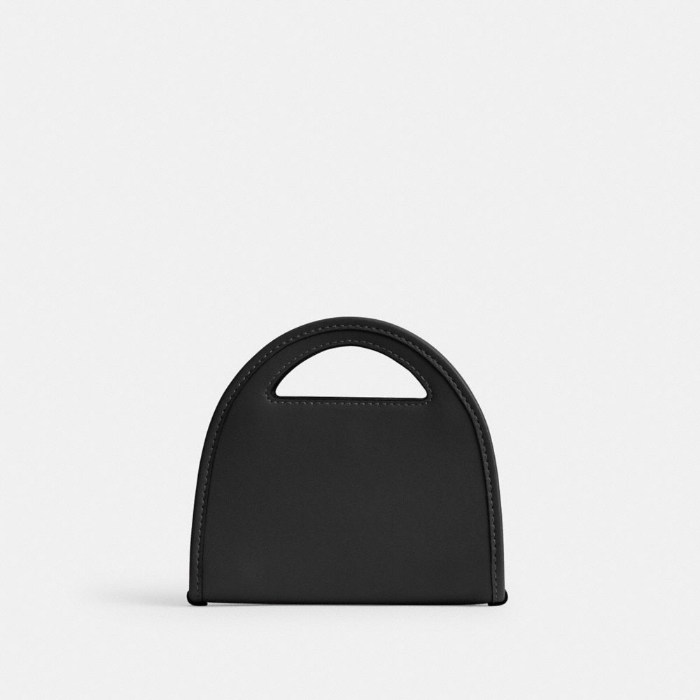 COACH®,Top Handle Card Case,Leather,Crossbody,Card Case,Logo,Embossed,Casual,Black,Back View